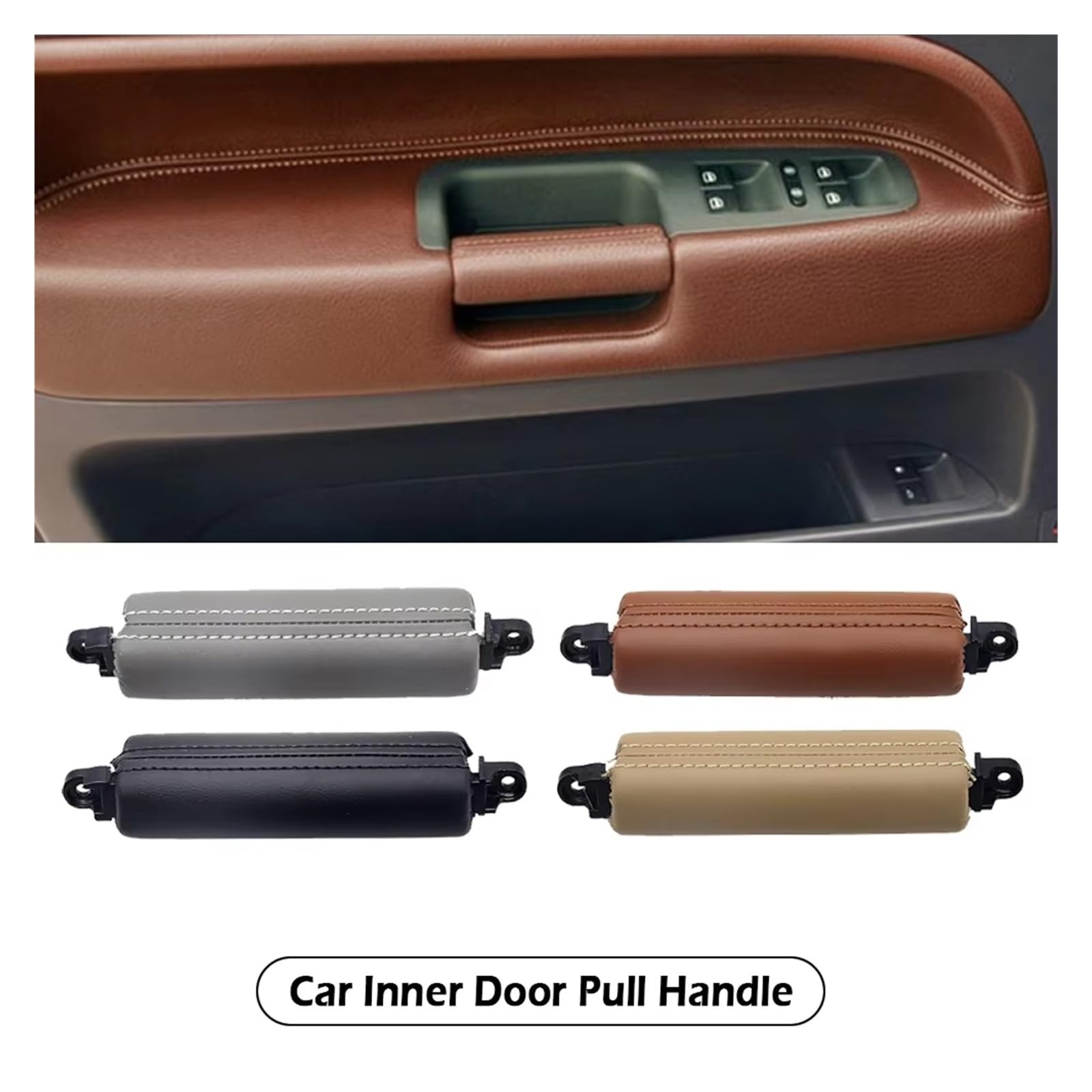 Maniglia Porta Interna Maniglia Di Trazione In Pelle Per Portiera Interna Dell'auto Lato Sinistro E Destro Per VW Per Touareg 2003 2004 2005 2006 2007 2008 2009 2010 Maniglia Porta(Rosso marrone)