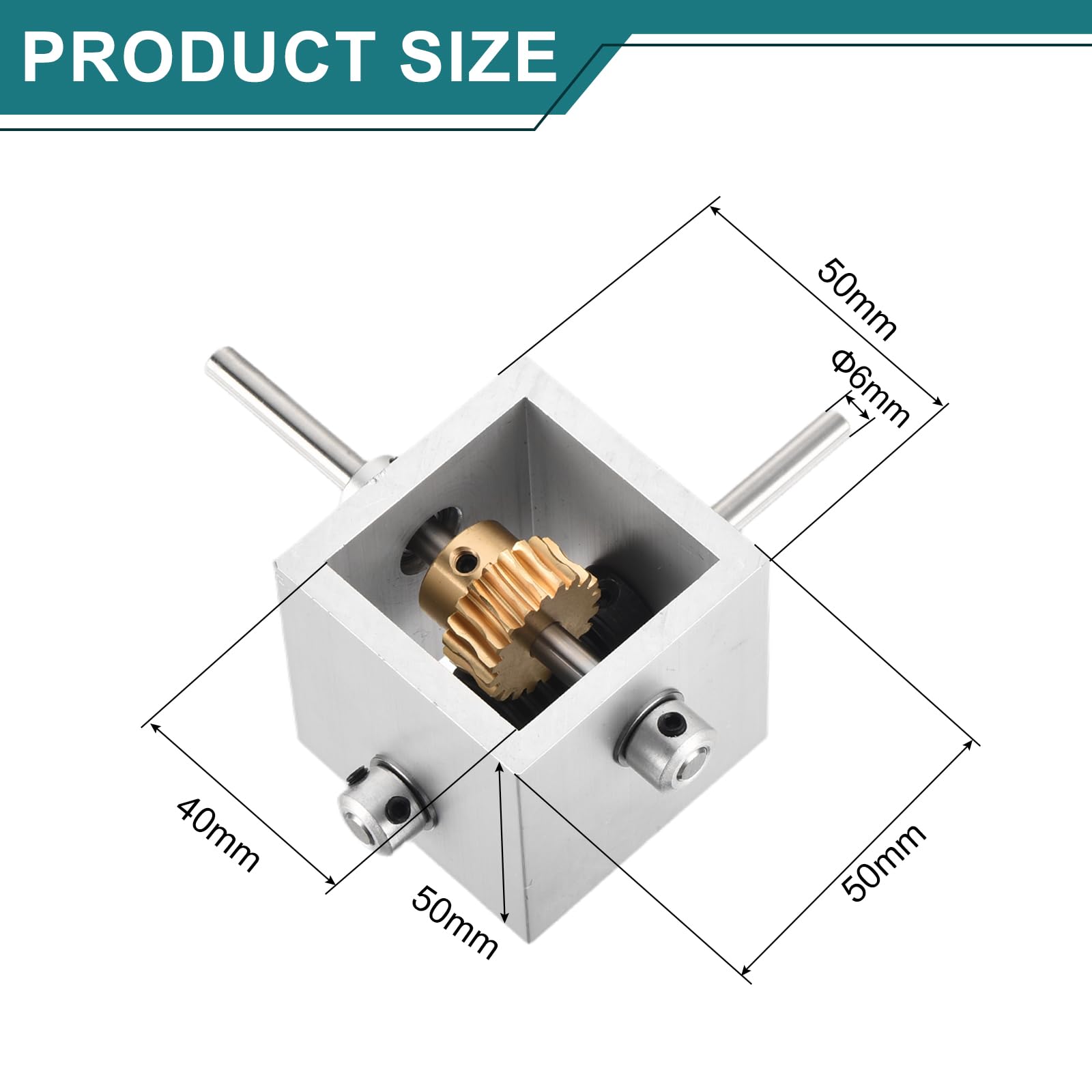 QUARKZMAN Caja De Engranajes De 90 Grados De Ángulo Recto Caja De Engranajes Gusano Reductora 1:20 Caja De Engranajes Reductora 1 Módulo 20 Dientes Con Eje De 6mm 100x100x50mm(LxAxA)