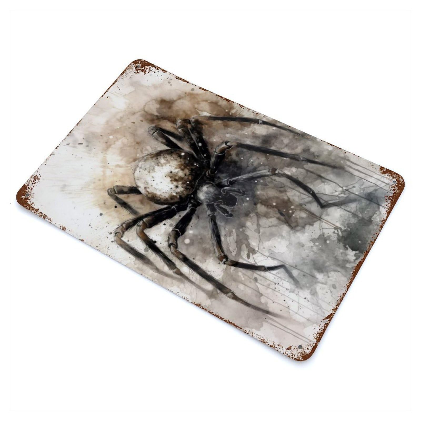 Spider Inked Arachnid Retro Metal Sign 11.8"x7.9", for Pub, Kitchen And Man Cave Decor, Retro Wall Decor