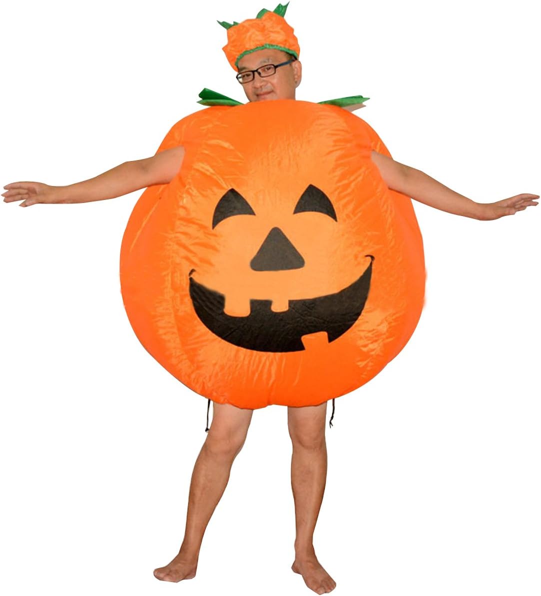 QshineInflatable Halloween Pumpkin Costume Bodysuit Blow Up Party Fancy Dress Funny Suit