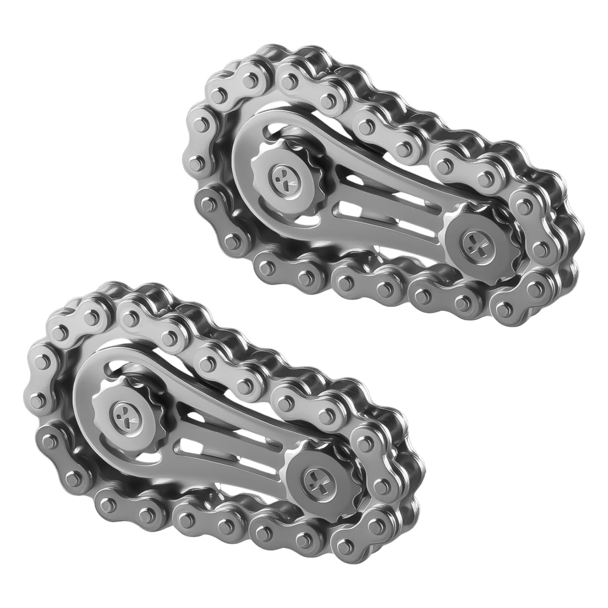 Lotsdonxia 2 Pcs Fidget Chain, Metal Gears, Anxiety Stress Relief, Pocket Decompression Gadget, Desktop Focus Sensory Tool (Silver)
