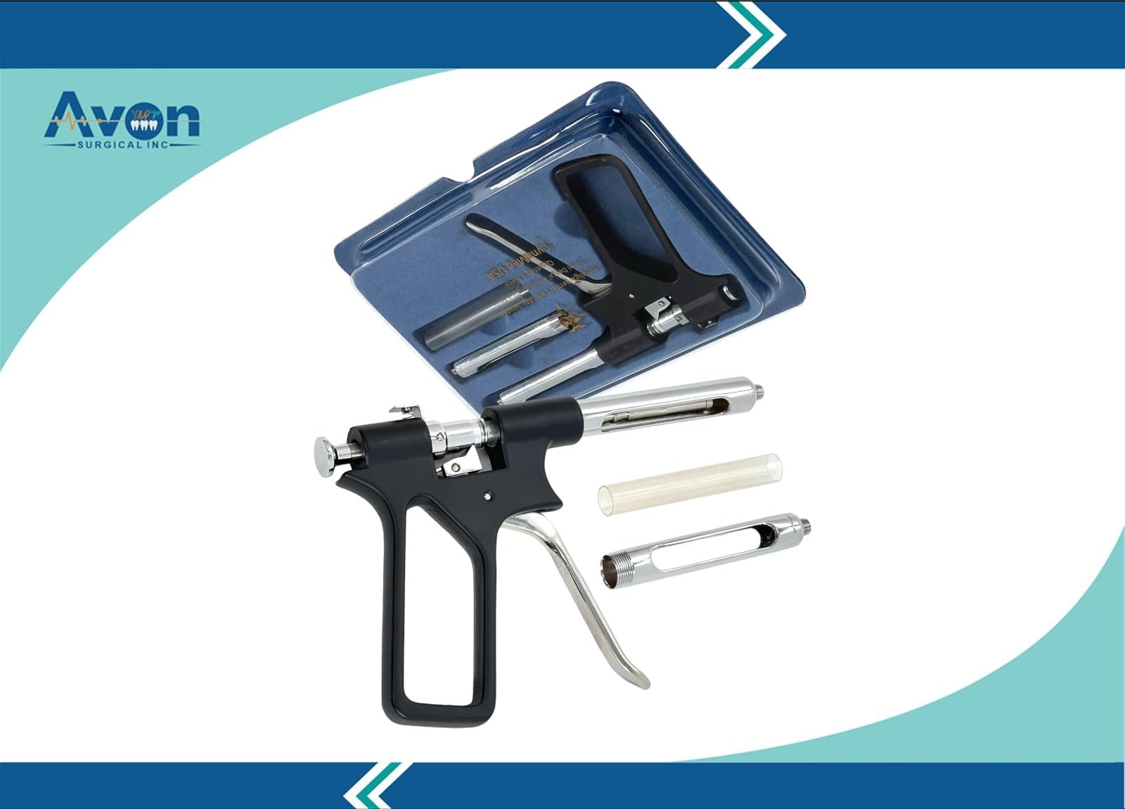 Dental Implant Anesthetic Syringe 1.8mL Pistol Style Syringe Intraligamental Dispensing Syringe | Stainless Steel Dental Instruments (2PK-1.8mL Syr-Black + Silver)