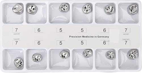 12 coronas de metal molar dental, coronas de metal molar primario dental, función de masticación de acero inoxidable, coronas de metal molar dental