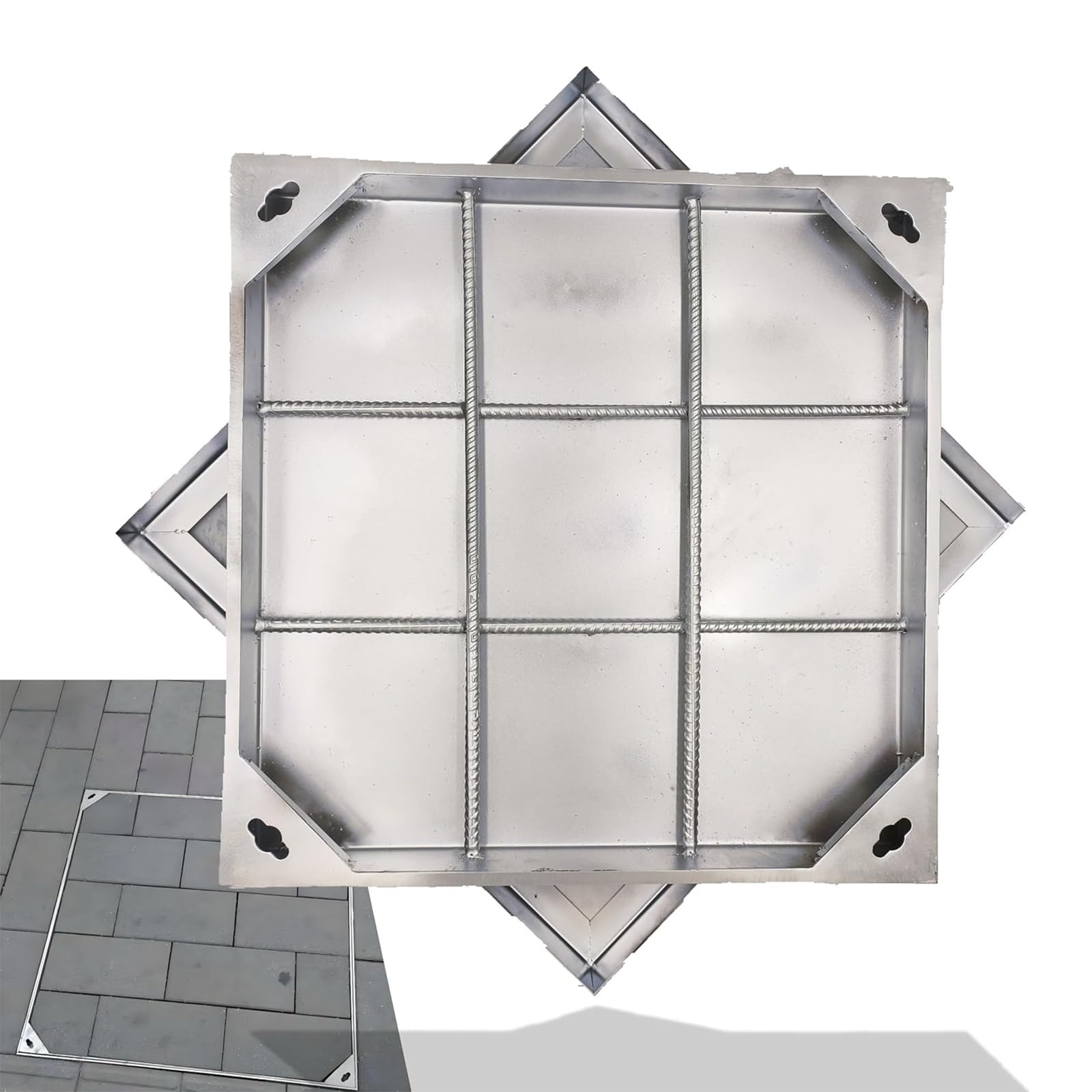 GJMSSMY Heavy Duty Stless Steel Manhole CoverInvisible Square Septic Tank Lid with Base Durable Sewage Basin Cover for Driveway Yard and Pavement (900x900mm / 35.4x35.4in)
