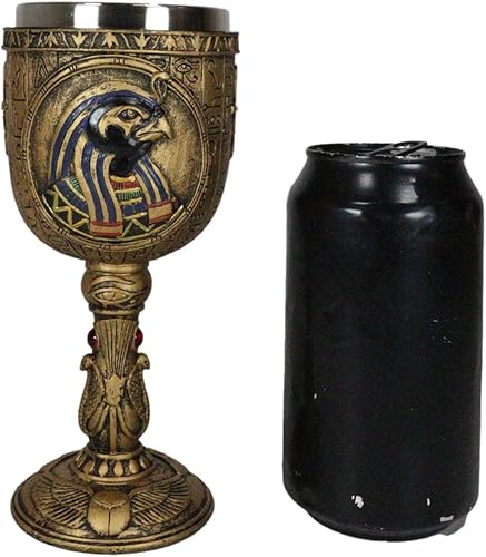 Miniatura 7 de Ebros Gift Antiguo Egipcio Dios del cielo y guerra victoria Horus 6oz resina vino cáliz cáliz con forro de acero inoxidable bebida taza Heru con