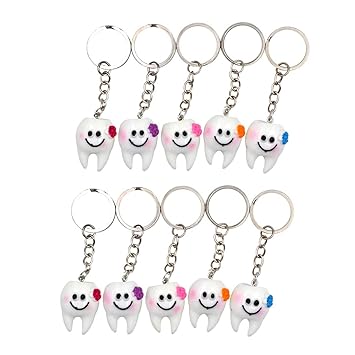 Finduat 20 Pcs Tooth Keychains Key Ring Hang Tooth Shape Cute Promo Dental Gift Great for Dental Students, As Gifts to The Dental Assistants