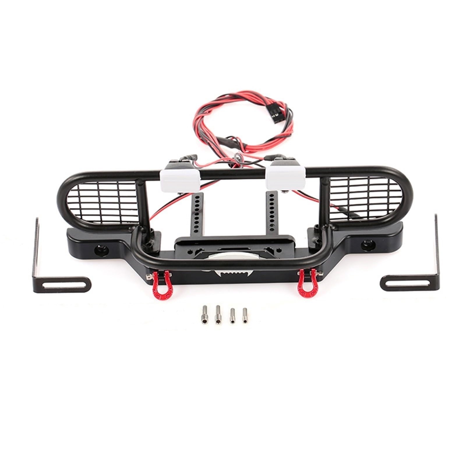 Paraurti RC per Traxxas per TRX-4 per Defender Paraurti Anteriore Metallo con Luci di Ricambio per Auto Cingolate RC 1/10