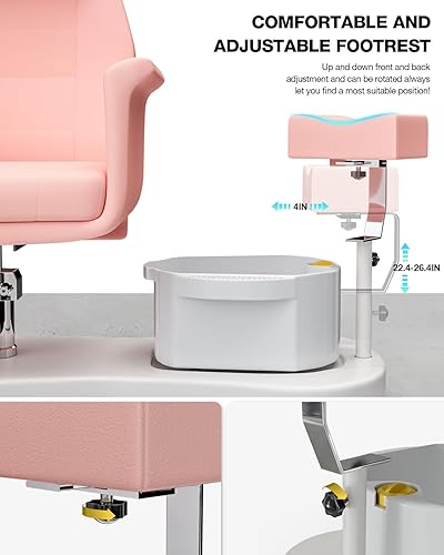 Miniatura 5 de OKAKOPA Estación de silla de pedicura reclinable para tecnología de uñas, sillas de pedicura de elevación hidráulica mejoradas, sin fontanería,