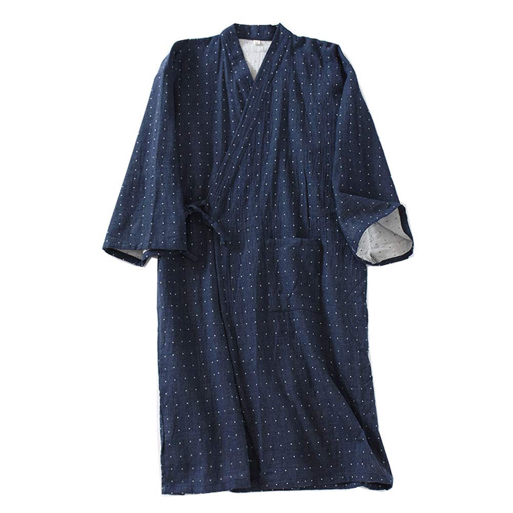 un-brand Kimono japonés para Hombre, Bata de algodón de Doble Gasa, Talla Grande, Ropa Zen, Ropa taoísta (Talla