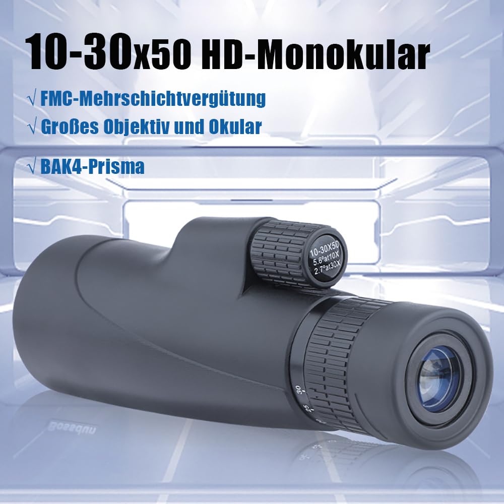 Telescopio de aumento 10-30X50 con ocular grande portátil con gran aumento, calidad de imagen de alta resolución Función de visión nocturna en condiciones de poca luz con prisma BAK4 y lente FMC