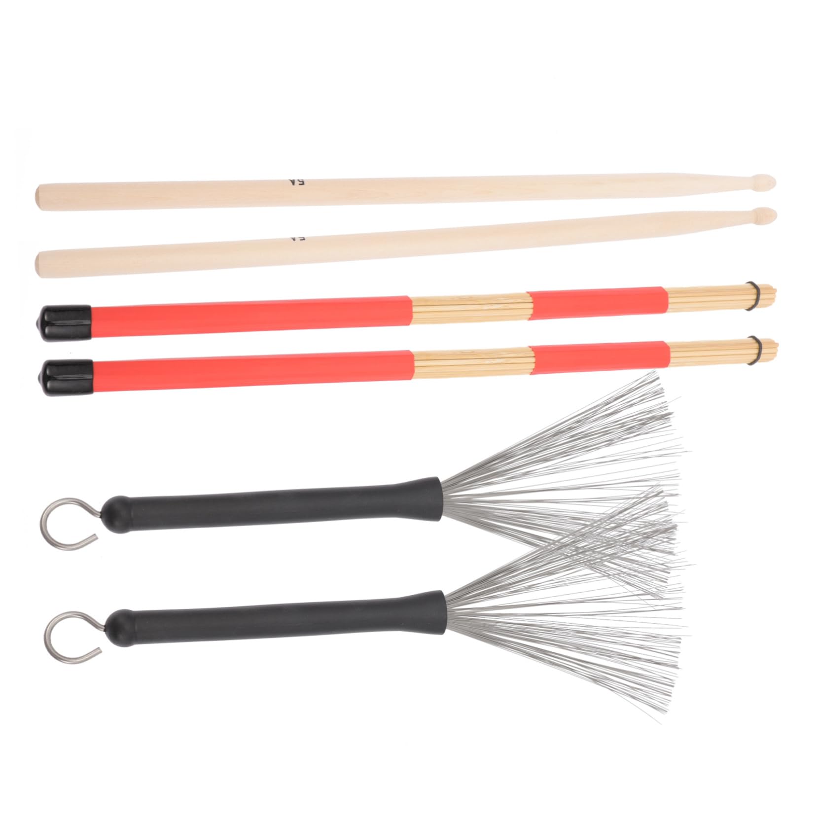 HANABASS 1 Set Wire Drum Brush Set with Drumsticks Multi Use Drum Accessories for Low Volume Performance Comfortable Grip with Portable Storage Bag