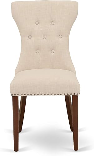 Miniatura 5 de East West Furniture Dublin - Juego de comedor de madera de 5 piezas en caobabeige claro