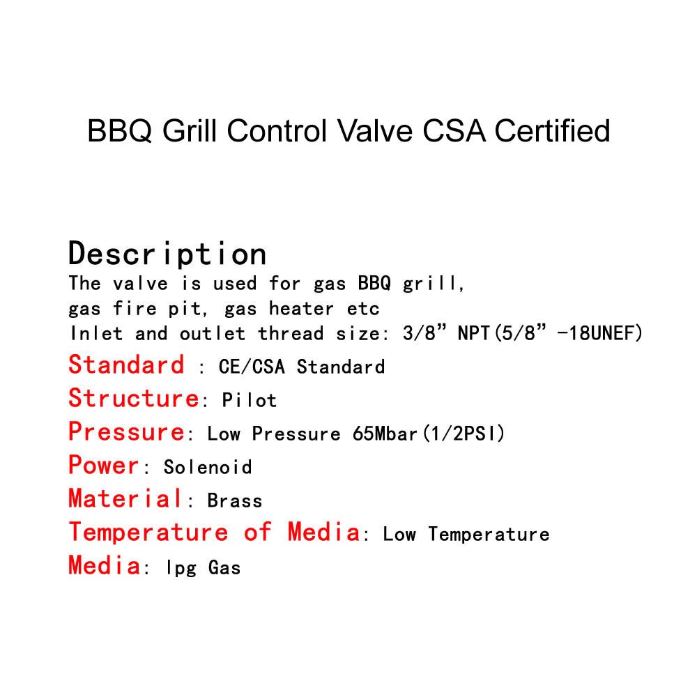 BBQ Grill Steuerventil CSA zertifiziert