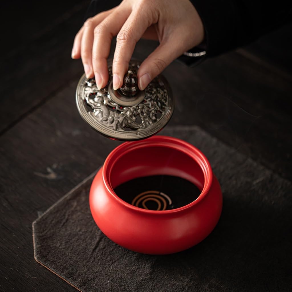 Quemador de incienso de reflujo Quemador de incienso, soporte de incienso de cono de cerámica, incensario de porcelana adecuado for bobina/torre, for meditación de Yoga de oficina en casa Quemador de