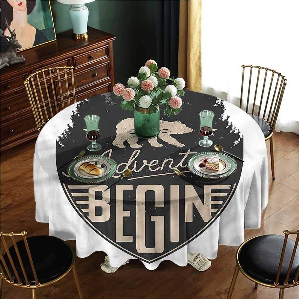 SLLART Table Cloths Washable Quick Drying Water Resistant Round Let Adventure Begin Quote, Round 60 Inch, Polyester Tablecloths for Round Tables