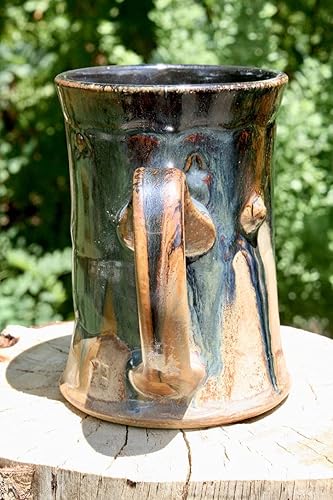 Miniatura 4 de Large Stoneware Mug, 14 oz, Wheel Thrown Amber to Gold Stoneware Mug #05, Wide Base Mug, Ceramic Coffee Mug, Tea Mug