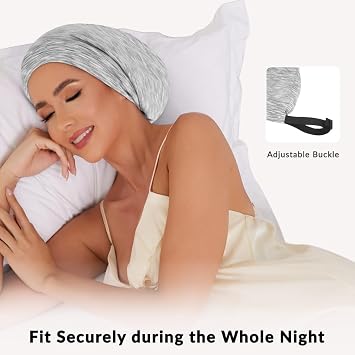 Mulberry Silk Bonnet for Sleeping Women Men, Real Silk Lined Sleep Cap with Adjustable Strap, Hair Wrap Slouchy Beanie for Curly Hair