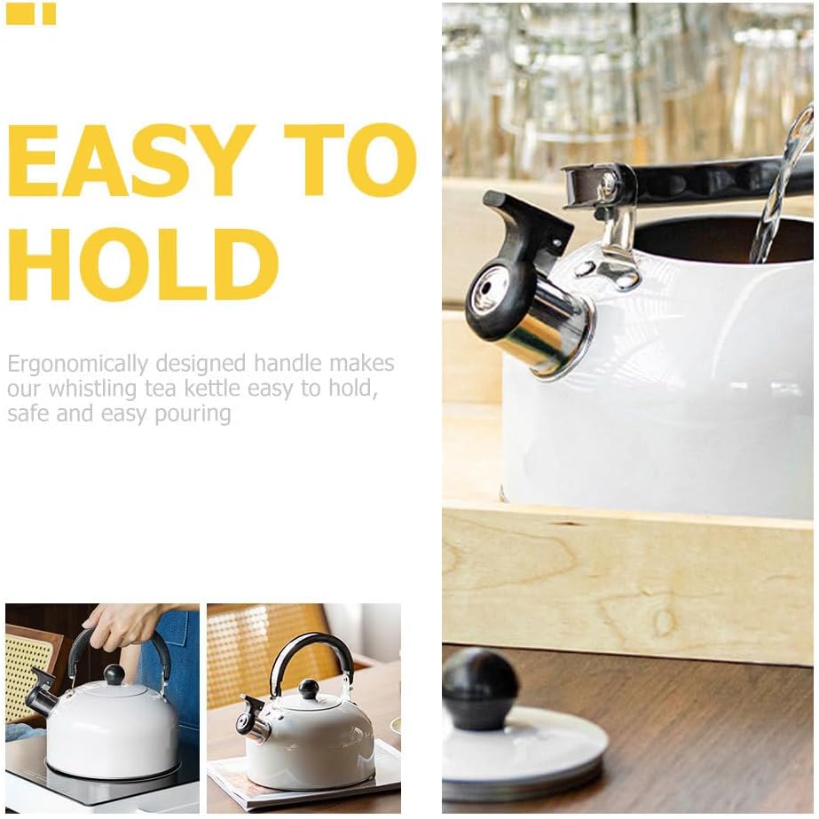 ABOOFAN Whistle Kettle Heating Tea Kettle Stovetop Stainless Steel Tea Pot for Boiling Water Coffee or Milk White