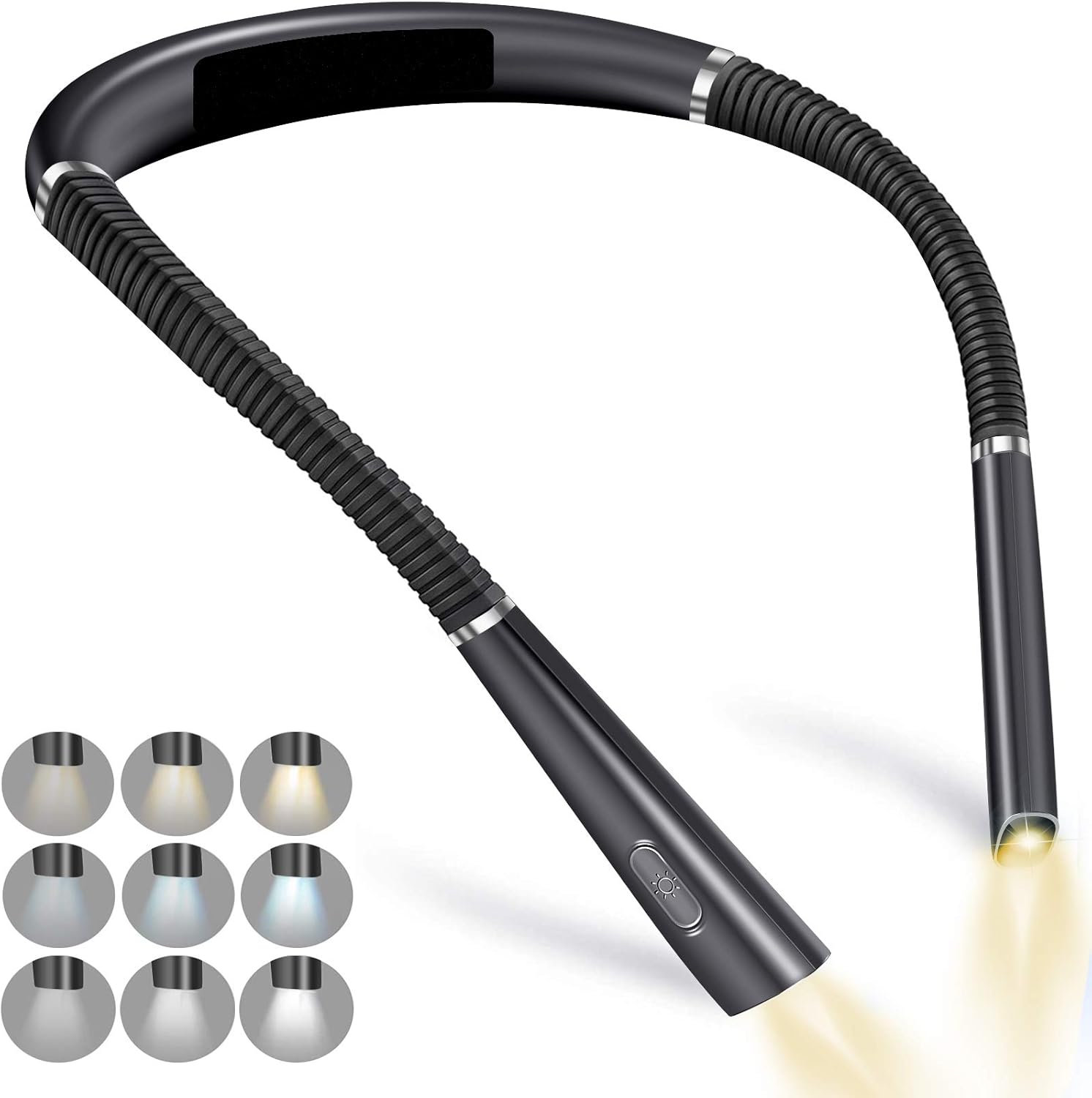 Neck Reading Light, Book Light for Reading in Bed at Night 3 Modes & 3 Brightness Adjustable LED Eye Care Book Light for Reading, Rechargeable Book Light for Camping, Knitting, Repairing - - 