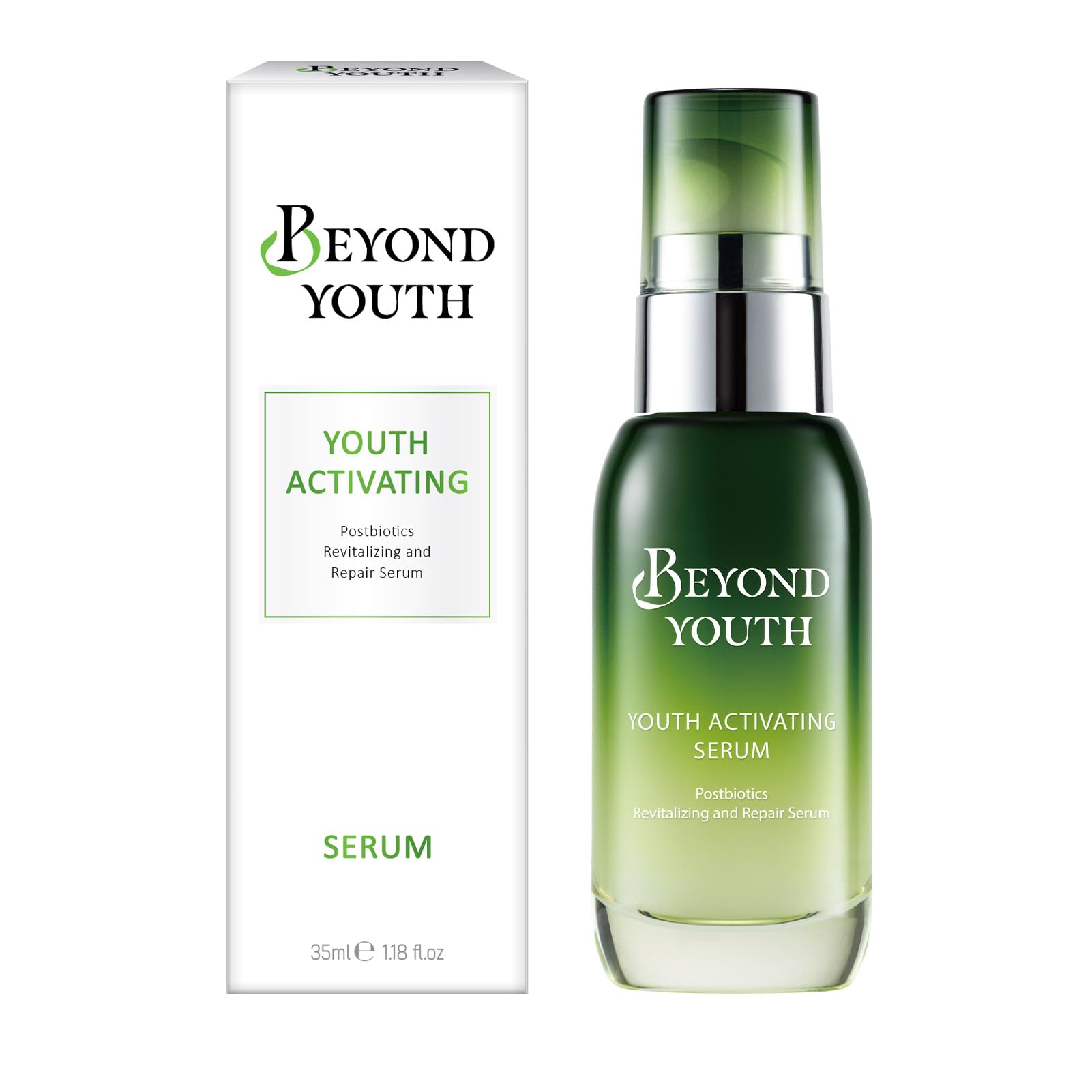 BEYOND YOUTH Sérum Activateur de Jeunesse - Revitalise & Répare les Peaux Sèches & Sensibles, Lysat de Ferment de Bifida, 7 Postbiotiques, Vitamine B5 & 6 Extraits d’Algues – 35 ml