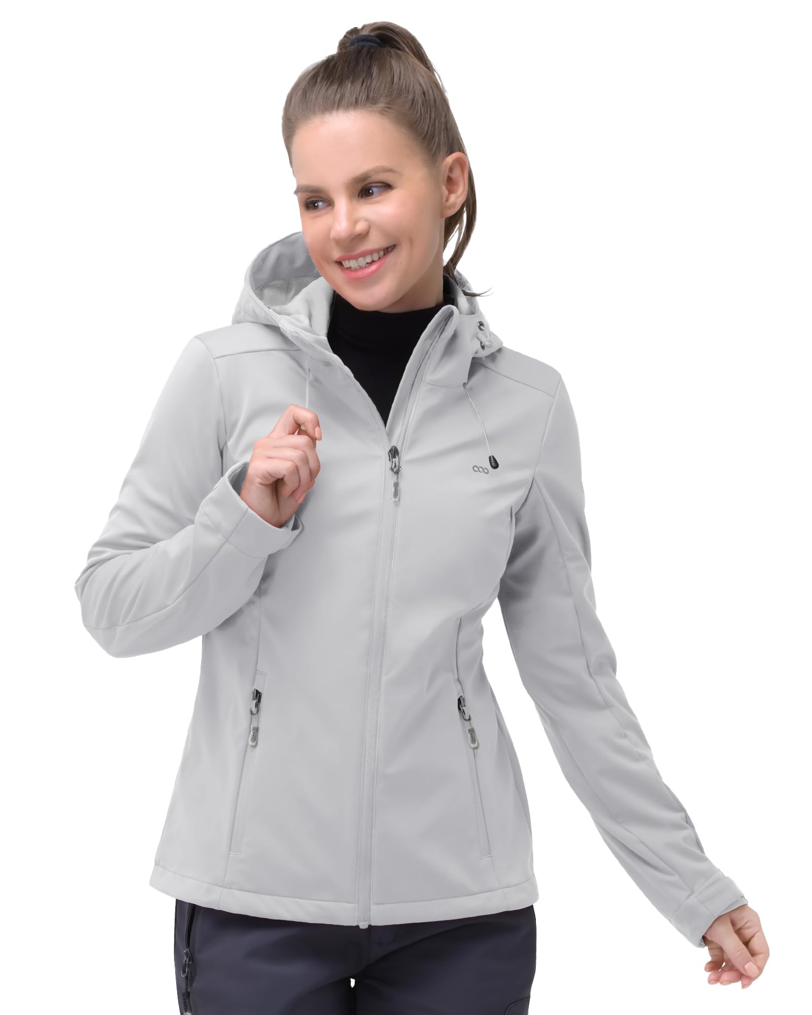 33,000ft Veste softshell imperméable coupe-vent pour femme Veste fonctionnelle respirante Veste de course légère avec capuche pour la course, le cyclisme, la randonnée pour le printemps et l'automne