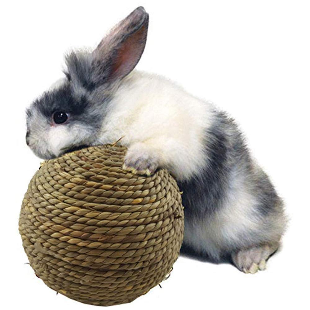 Uteruik Small Animals Toys Grass Ball Pet Cat Hamster Rat Gerbils Chinchilla Pig Rabbit Cage Accessories Exercise Scroll Cleaning Teeth Natural Toys 10Cm/4''