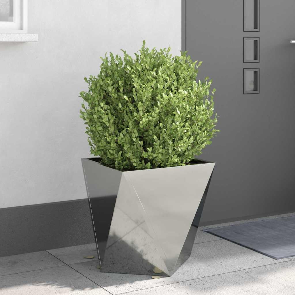 Donica 2 szt Srebrny 50x50x50 cm Stal Galwanizowana Do Ogrodu Tarasu Pojemnik na Rośliny Ozdobne Dekoracyjny Wytrzymały Nowoczesny Design