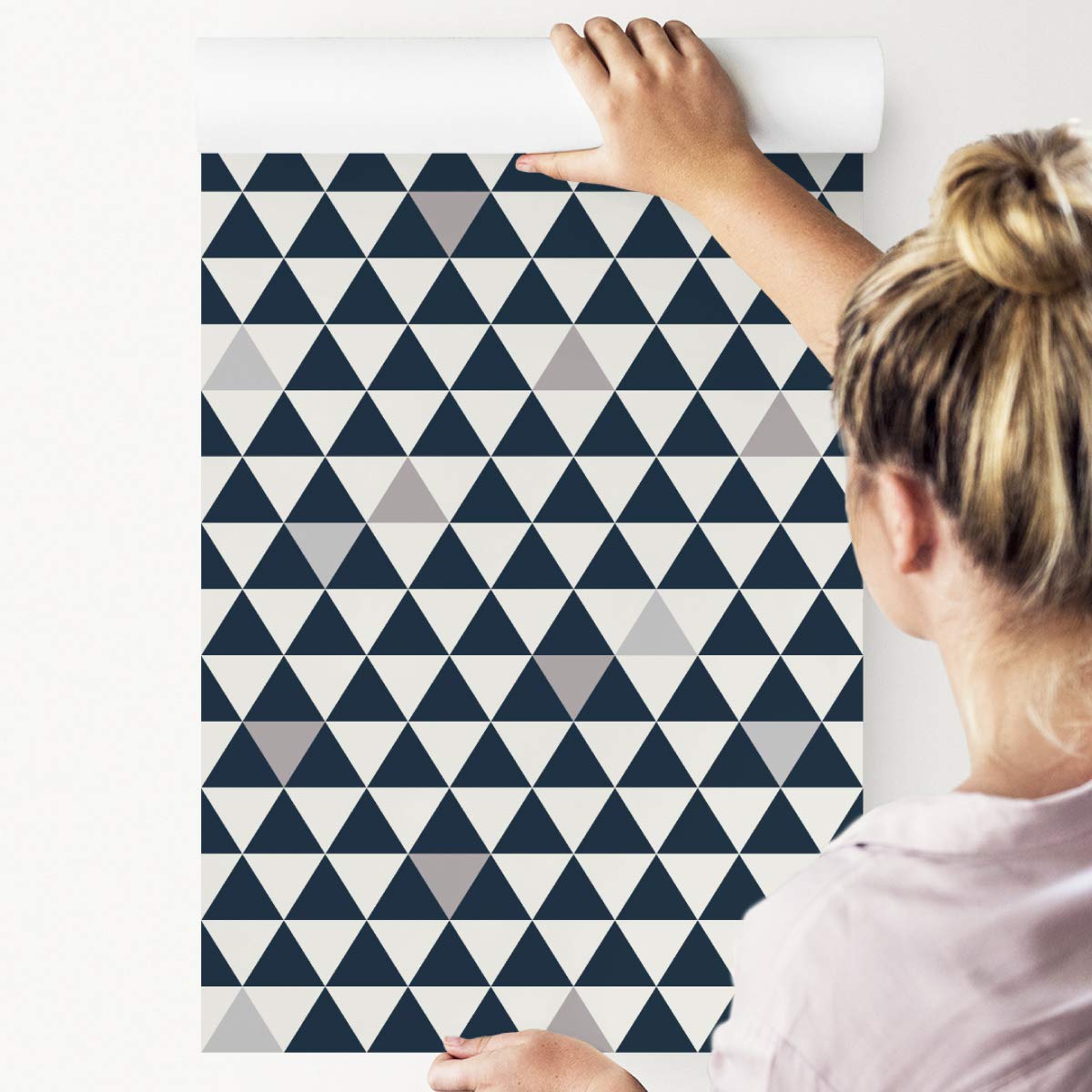 Muralo Papel Pintado en TNT Geométrico Motivo Triángulos - 1000x53 cm | Fotomural fotográfico de alta definición, en tejido no tejido o autoadhesivo, colocación fácil, decoración moderna para el