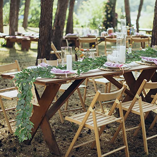 Cewor 2 Pack Artificial Greenery Garlands With Willow Leaves Fake Silver Dollar Eucalyptus Garland For Wedding Arch Farmhouse Mantle Table Runner Centerpiece Home Party Christmas Decor #TOP4