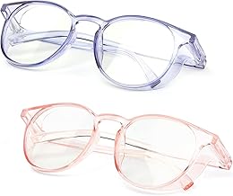 ALWAYSUV Pack de 2 gafas de protección antivaho, color azul, antipolvo, transparente Square para mujeres y hombres