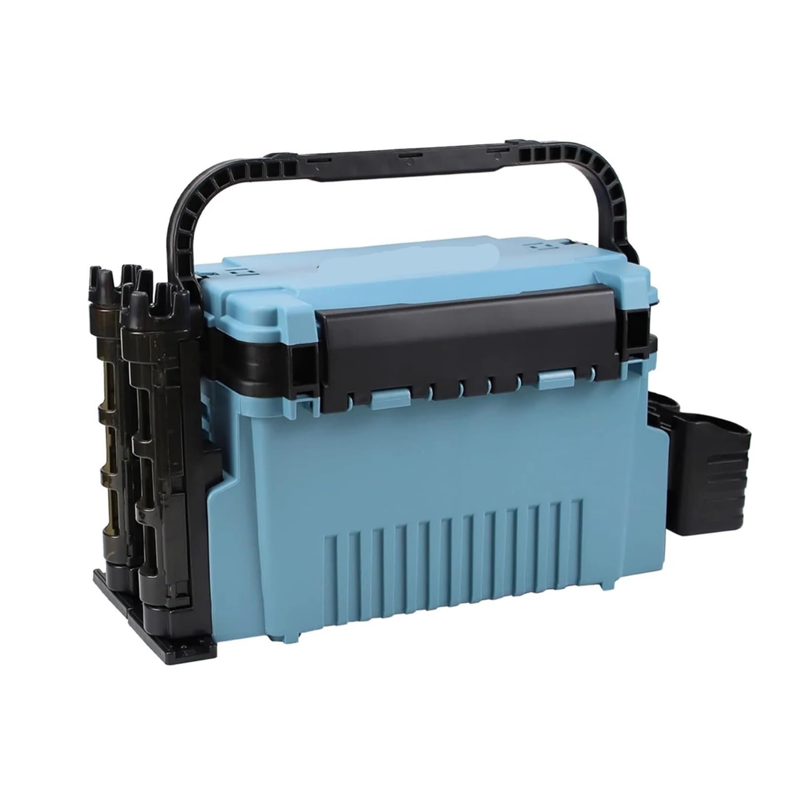 Fishing Tackle Box Storage Bucket With Rod Holder Live Fish Bait Multifunctional Outdoor(6L BLack)