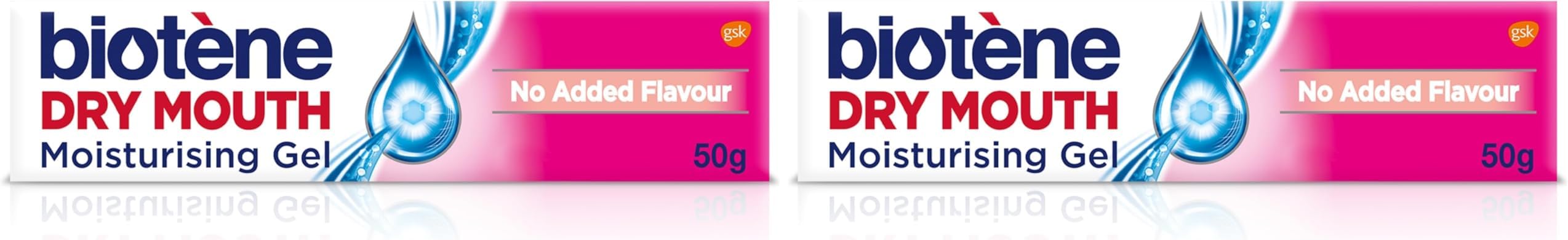 Biotรจne Dry Mouth Moisturising Gel, Moisturising Gel, Falvour Free, Pack of 2 x 50g