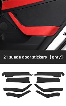 For Tesla For Model 3 For Model3 2021 Car Inner Door Handle Side Suede Turn Fur Decorative Sticker Interior Accessories Car Roof Rack Cross Bars(M3-GMO1 GRAY)