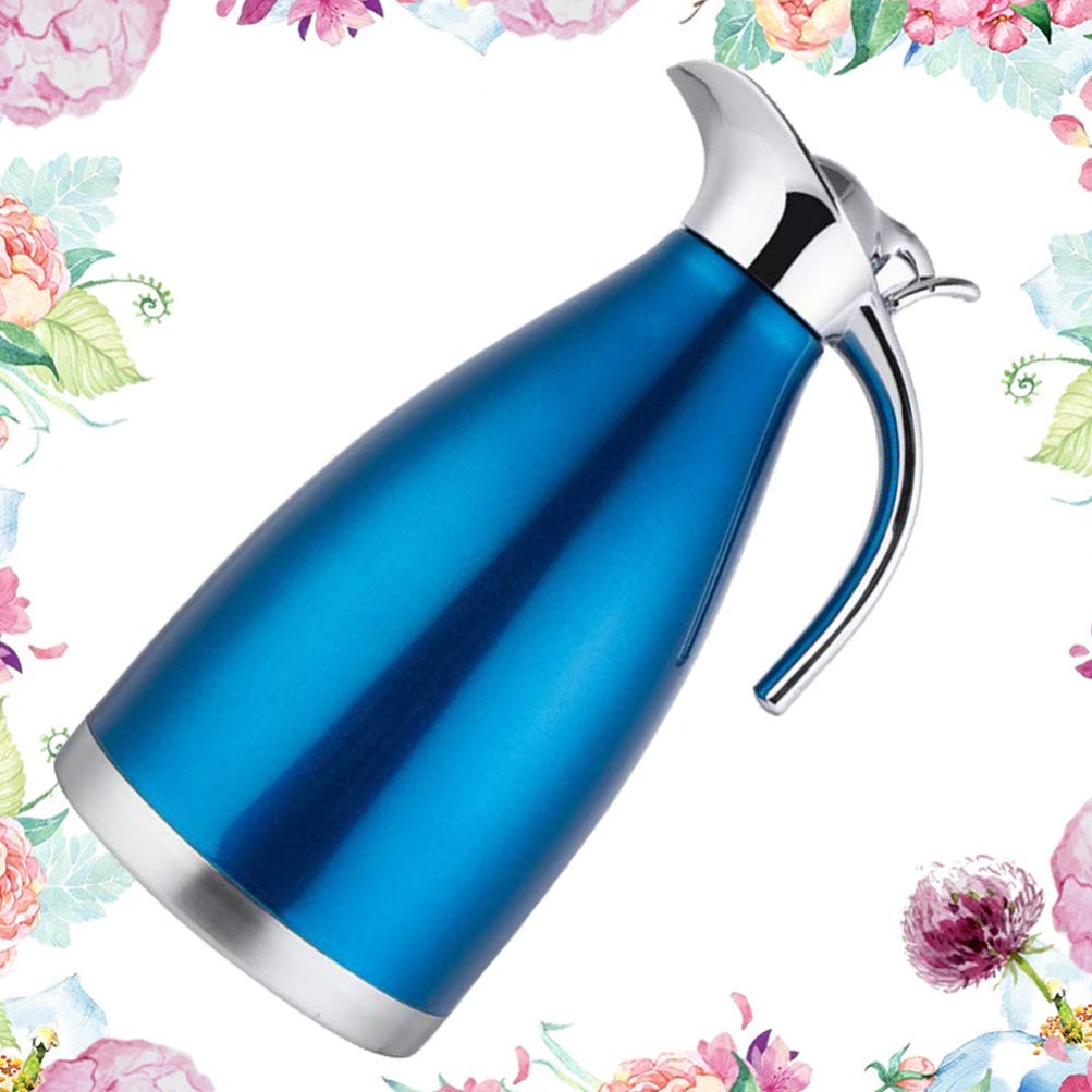 Hemoton Stainless Steel Vacuum Jug Thermal Carafe for Hot Beverages Stylish Insulated Kettle for Tea and Warm Water Sleek Blue Design for Home and Office Use