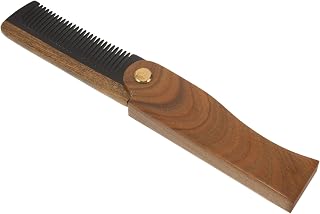 VICASKY Portable Folding Wooden Comb with Ox Horn Inlay Small Beard Comb for Men Lightweight Travel Friendly Gentle Detangling and Static Design Compact Grooming Tool
