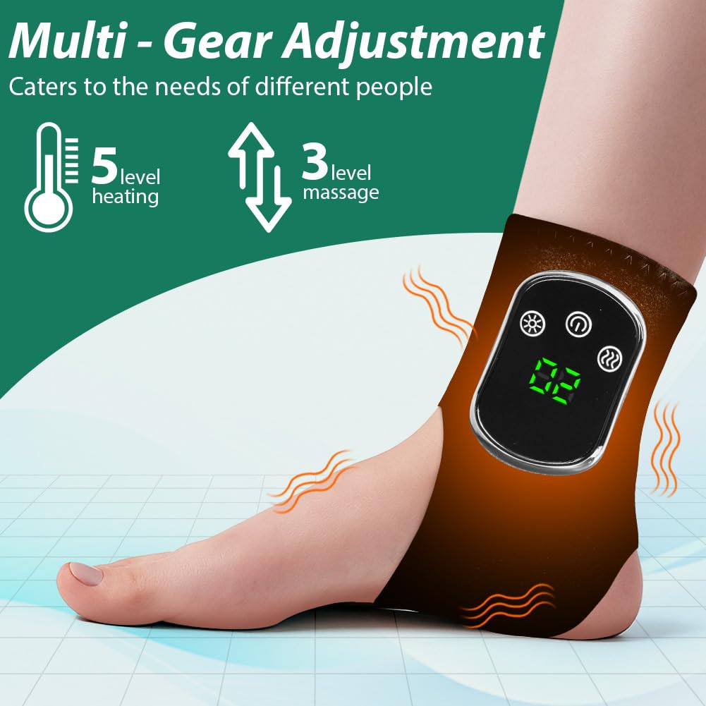 Vicloon 2pcs Massaggio Piedi Massaggiatore Caviglia Elettrico con 3 Livelli di Massaggio e 5 Modalità di Controllo della Temperatura, Aiuta a Alleviare il Dolore ai Piedi, per Diabetici(Due XBL8688B)