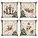 Housses de Coussin de Renne de Noël 18"X18" Lot de 4 taies d'oreiller Casse-Noisette Père Noël Bonhomme de Neige Housses de Coussin en Polyester pour décoration de Noël