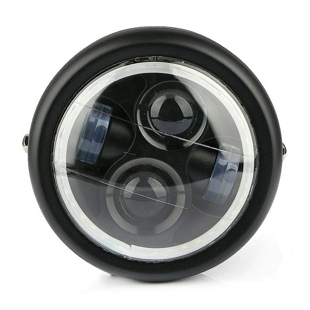 Baceyong Faro anteriore per moto, Faretti moto, Faro anteriore a LED Shell nero Lampada con lente bianca