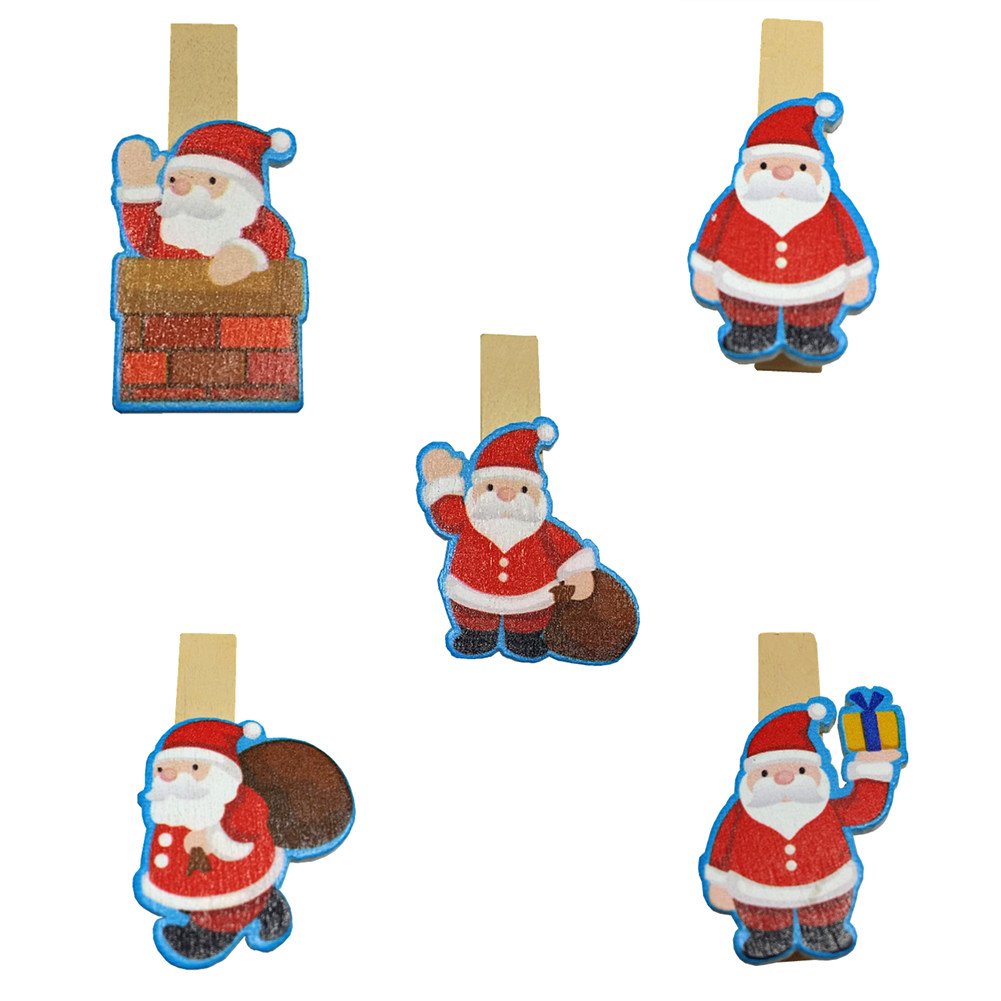 Lot De 40 Pinces En Bois De Noël Avec Ficelle De Jute 5,6 M - Pinces