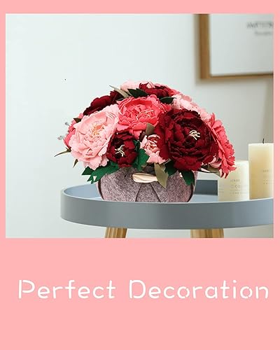 Miniatura 7 de BAZIMA Kit de manualidades de flores de fieltro, kit de bonsái de maceta de peonía, 18 peonías, regalos florales, kit de manualidades para