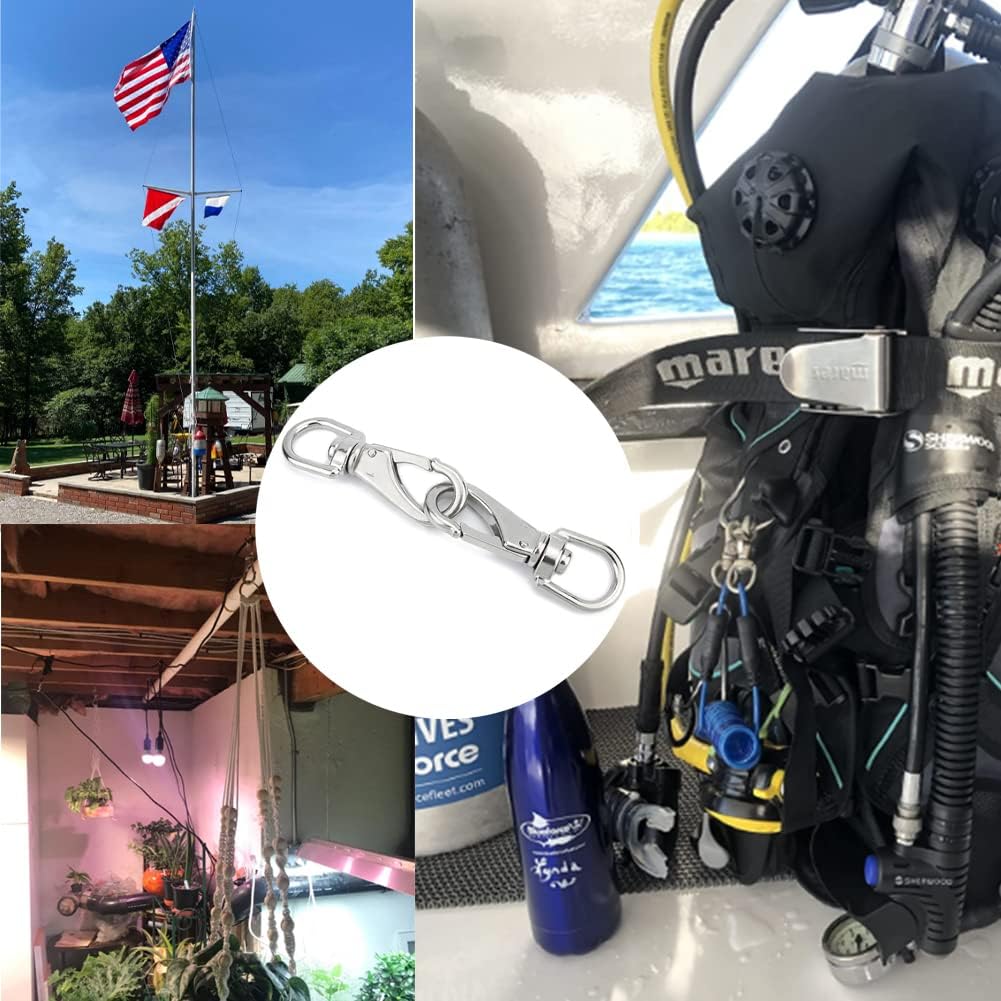 Stainless Steel Swivel Eye Snap Hook, Snap Clips Scuba Diving Clips, Bird Feeders, Lag Clips, Flag Pole Rope, Dog Leash Hook, Keychains, Anchor Chain