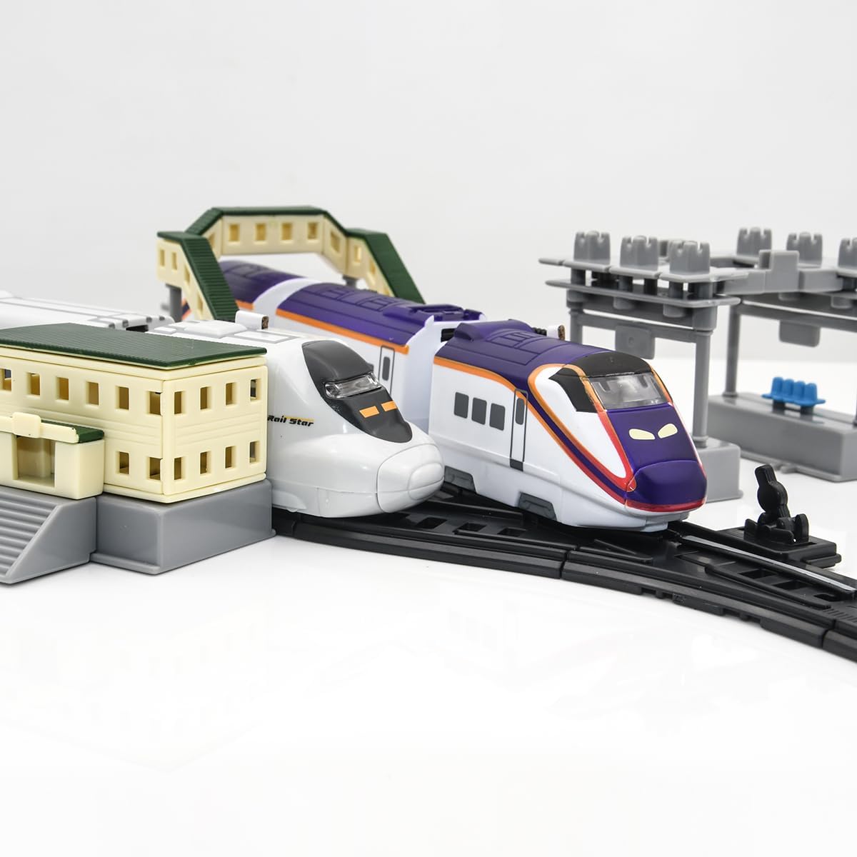 High Speed Rail Bullet Train Set,Bridge,Station,Multi-Level Platform Structure Building Assembly Models Miniatures