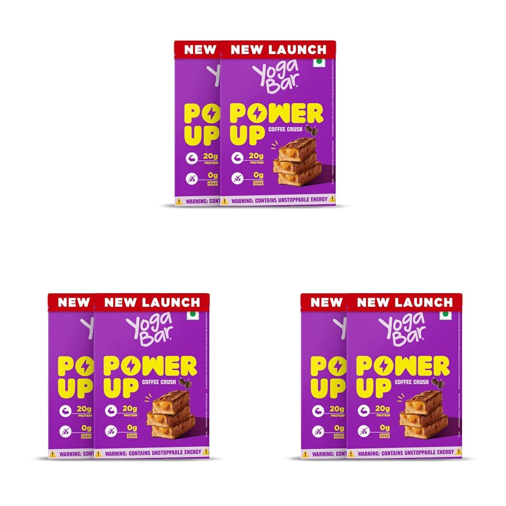 Yogabar Power Up 20G Protein Bar (10 Bars,Coffee Rush,No Added Sugar)|Least Net Carbs|Zero Added Sugar Protein Bars|High Protein Blend - Whey Protein Concentrate,Isolate,Peanuts & Soy 350g (Pack of 3)-image-35