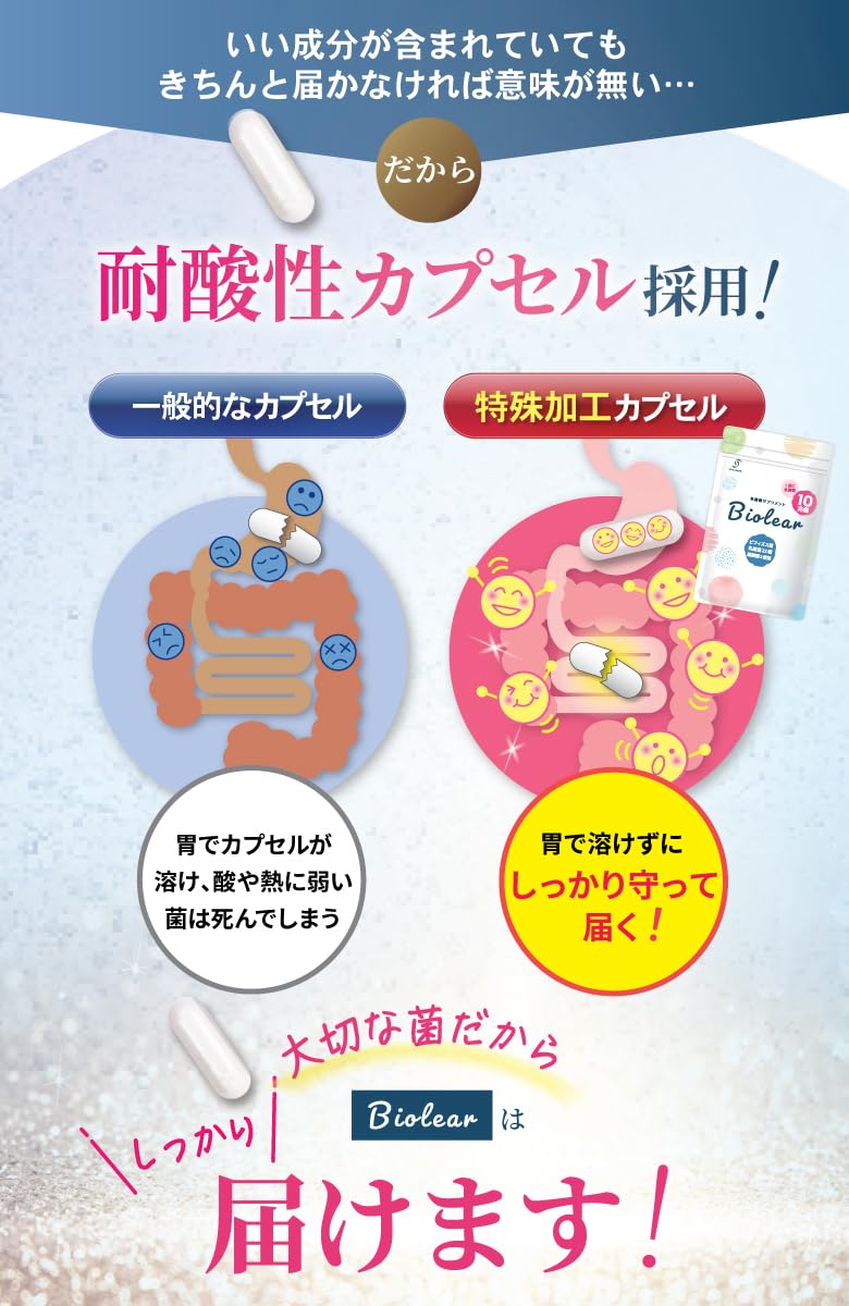 Amazon | ビオリア 乳酸菌サプリ 10兆個 酪酸菌1億個 23種の乳酸菌配合 