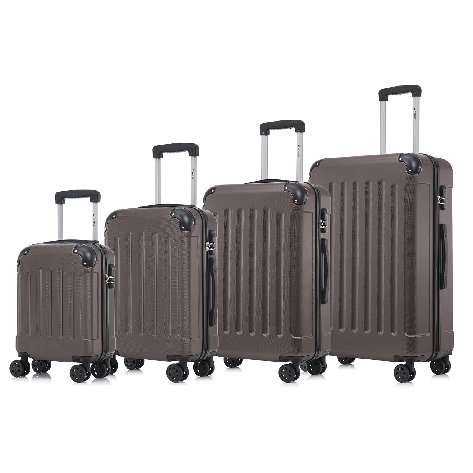yonsly Koffer Suitcase, Trolley Reisekoffer, Rollkoffer Handgepäck mit 4 Rollen 360°, ABS Hartschalen, Sicherheitsschloss, Weicher Gummigriff, 210D-Futter