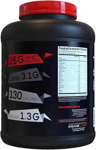 Miniatura 10 de Insane Labz Insane Whey 100  proteína de aislamiento de suero de leche de construcción muscular después del entrenamiento perfil de amino BCAA