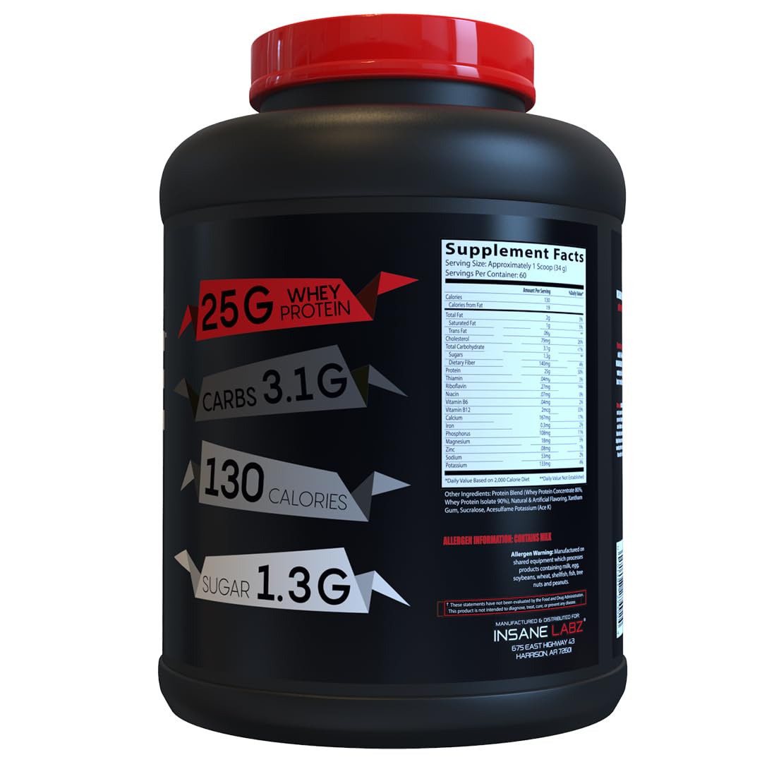 Insane Labz Insane Whey,100% Muscle Building Whey Protein, Post Workout, BCAA Amino Profile, Mass Gainer, Meal Replacement, 60 Srvgs, (Birthday Cake) — Amazon image 2