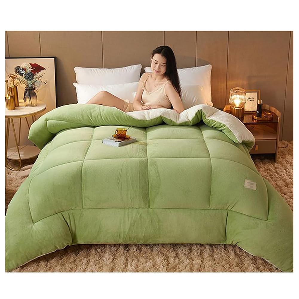 KemNet 3-Layer Luxury Flannel Fleece Thick Bed Blanket, Warm Cashmere Quilt Hygroscopic Breathable Duvet Single Double, Autumn Spring Plush Comforter Core, Machine Washable,150x200cm(3kg)