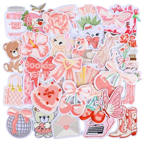 Kingsow Pink Coquette Iron On Patches: 32 Pack Cute...