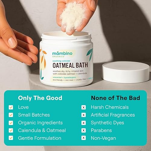 Miniatura 4 de Mambino Organics Jabón de baño de avena coloidal calmante en polvo, para recién nacidos, niños, madres con piel seca y sensible, lavado de bebé sin